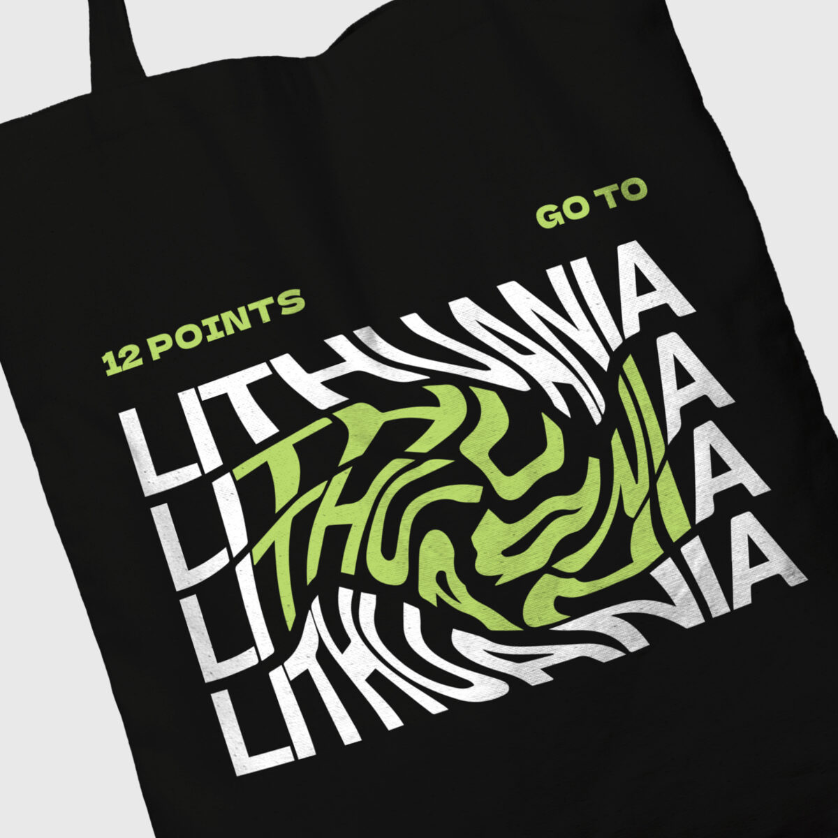 „12 points go to Lithuania“ medžiaginis krepšys / Juodas
