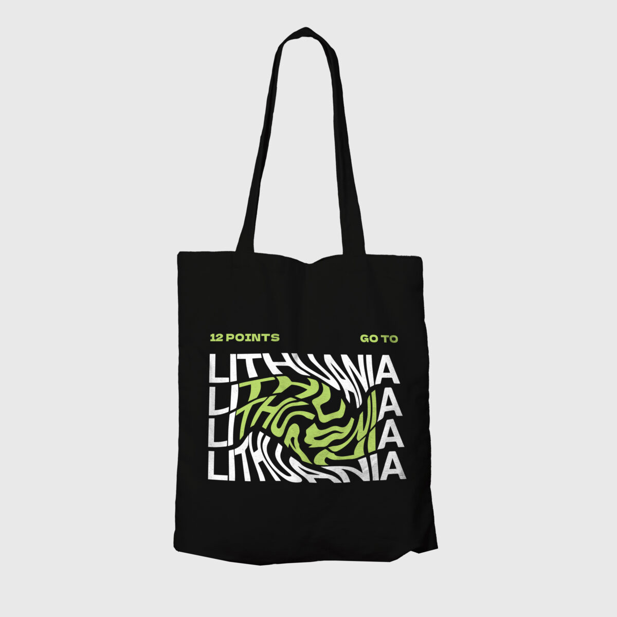 „12 points go to Lithuania“ medžiaginis krepšys / Juodas - Image 2